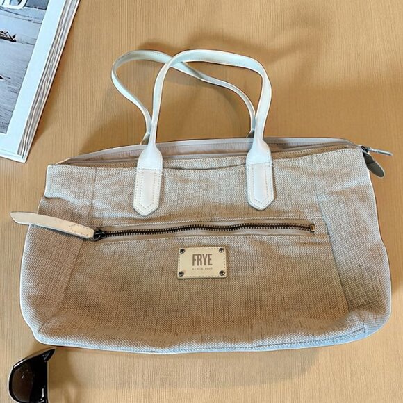 The Frye Cream Jute Tote - Picture 1 of 7